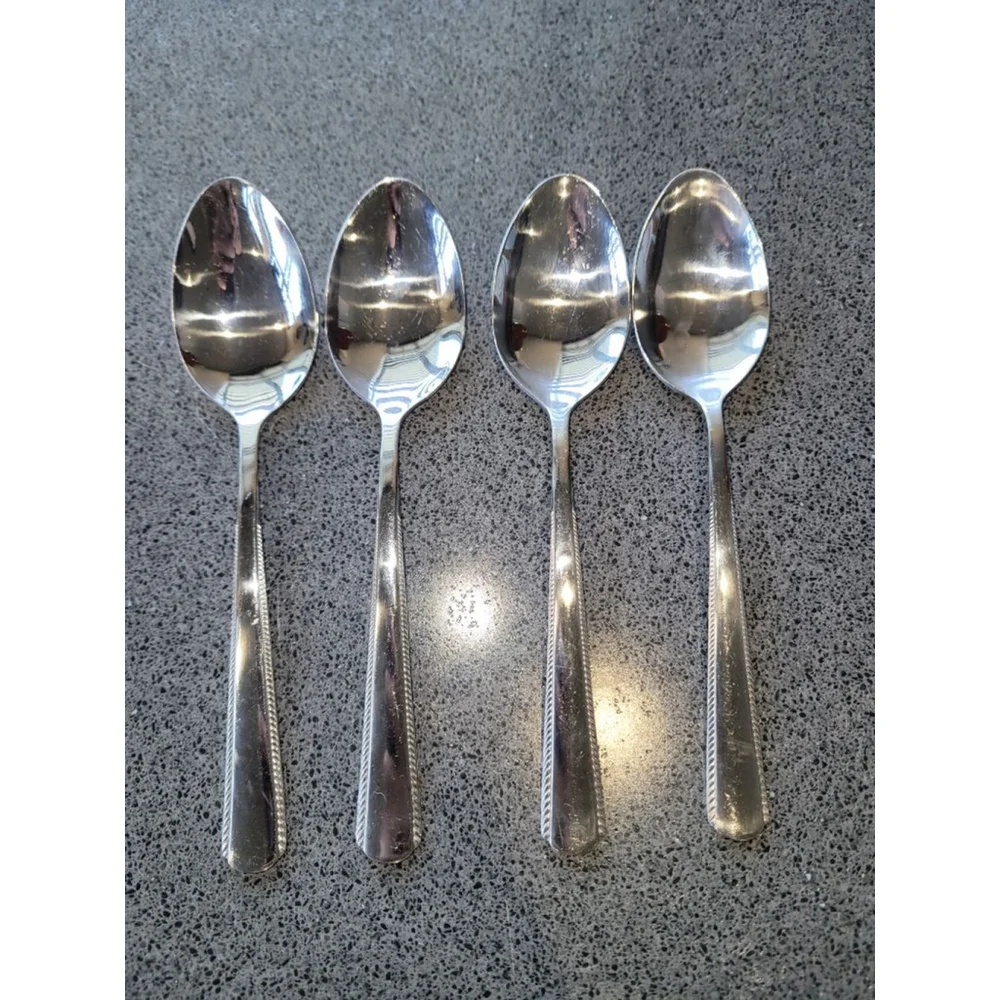 Set of 4 Oneida Gable Teaspoons Stainless Steel Flatware 6